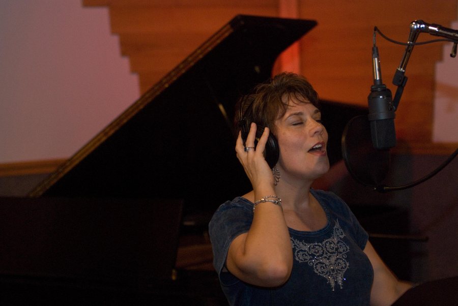 Jill singing in the studio
